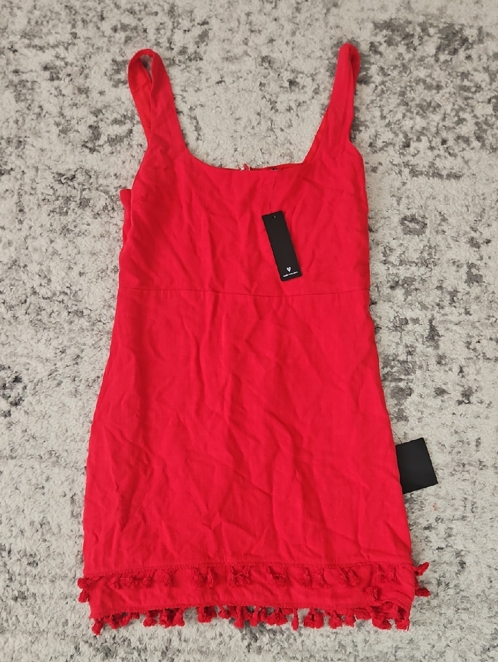 Lulu's Bright Red Tassel-Hem Camisole Dress